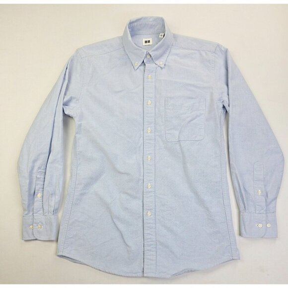 Uniqlo Size Small Mens Blue Button Down Long Sleeve Oxford Style Cotton Shirt - Picture 1 of 9